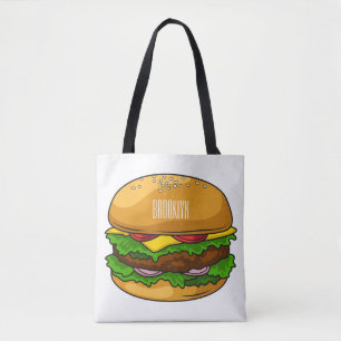 Hamburger tecknad illustration tygkasse