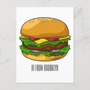 Hamburger tecknad illustration vykort