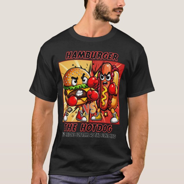 Hamburger vs Hotdog - Picnic Kung T Shirt (Framsida)
