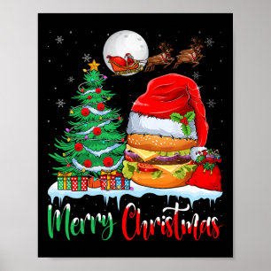 Hamburger Wearing Santa Hat Julafton - God jul Poster