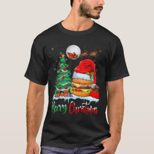 Hamburger Wearing Santa Hat Julafton - God jul T Shirt