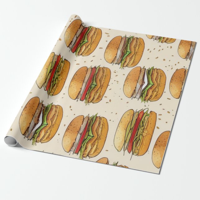 Hamburger Wrapping Papper Presentpapper (Utrullad)