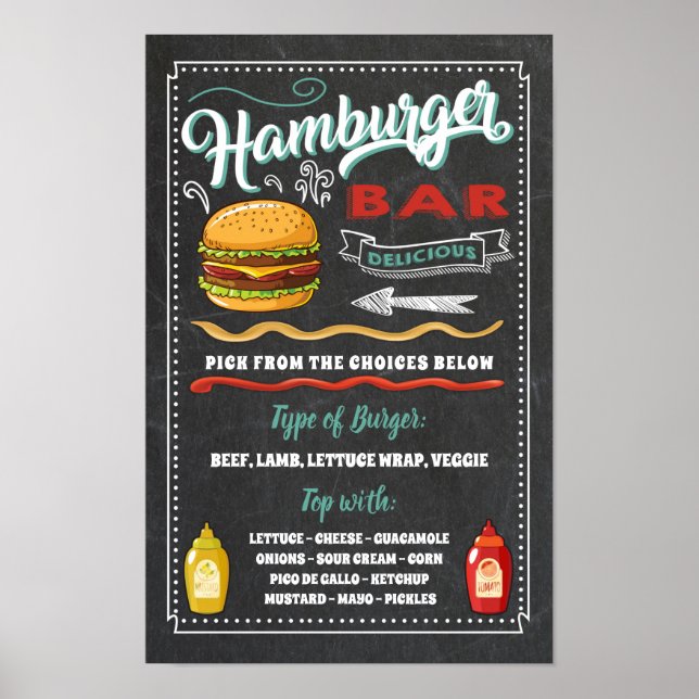 Hamburgerbarer Meny Party Skylt (Framsidan)