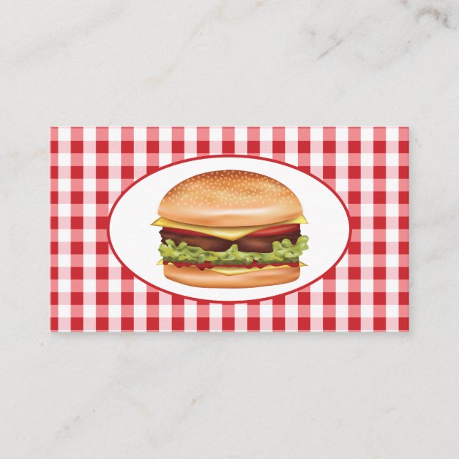 Hamburgerdesign Snabbmatskrog Eller Restaurang Visitkort (Framsida)