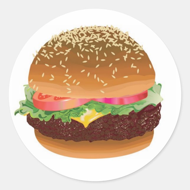 Hamburgerklistermärken Runt Klistermärke (Framsida)