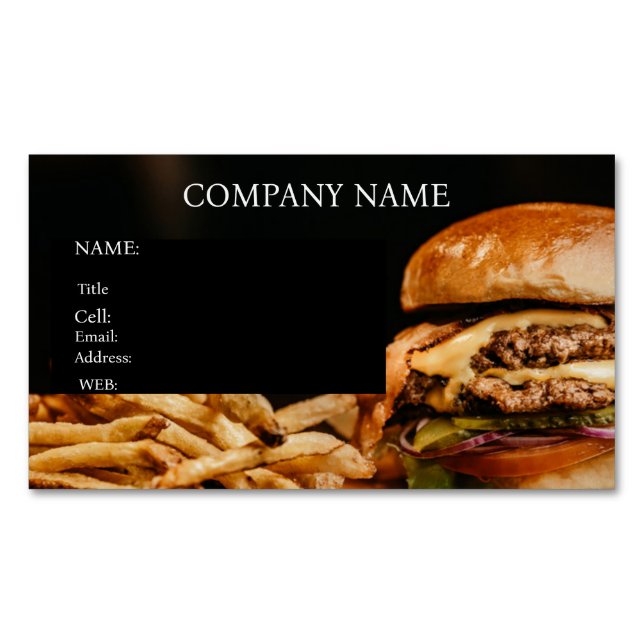 HAMBURGERS FÖR AFFÄRSKORT AV GRUNDMALL MAGNETISKA VISITKORT (Framsida)