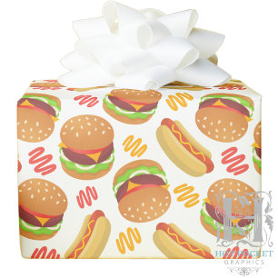 Hamburgers & Hett Hundar Wrapping Papper Presentpapper