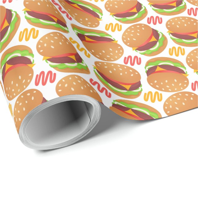 Hamburgers Wrapping Papper Presentpapper (Rullad Hörn)
