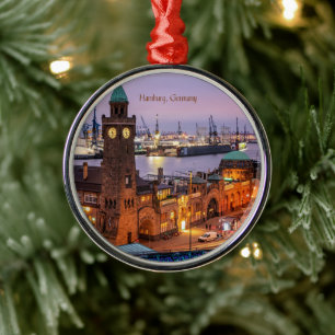 Hamburgs Tysklanda cityscape-foto Julgransprydnad Metall