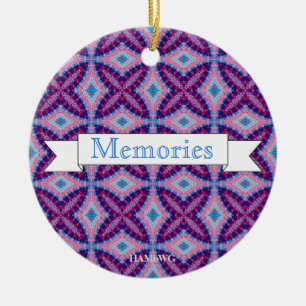 HAMbWG - 1970:s Lila, Rosa, Blue Macrame Julgransprydnad Keramik