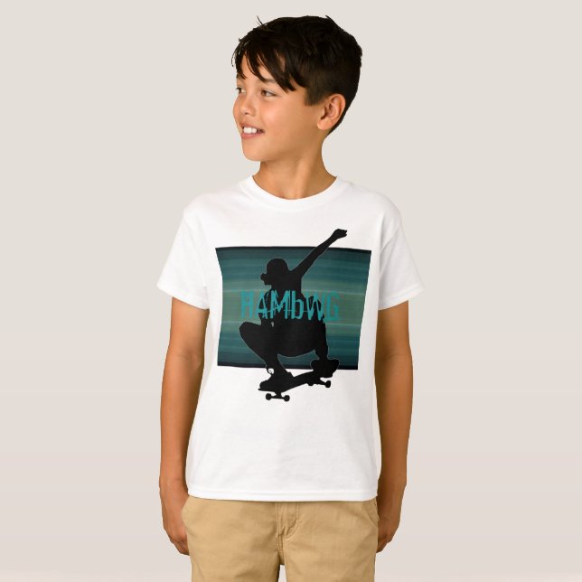 HAMbWG - Barns T-Shirt - Teal Skate Boarde (Hel framsida)