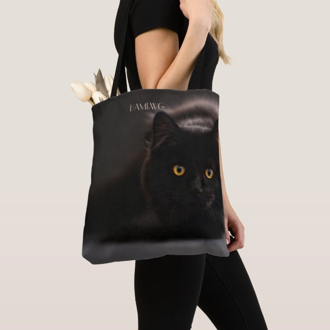 HAMbWG - Black Cat Tote Tygkasse (Närbild)
