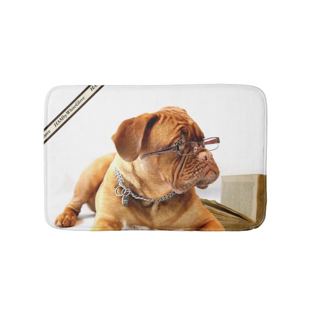 HAMbWG - Bulldog med glasögon - Bath Mat Badrumsmatta (Framsidan)