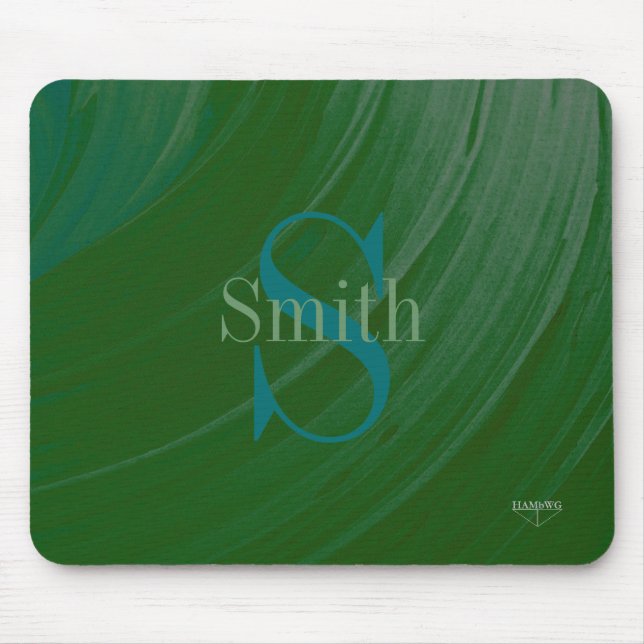 HAMbWG - Deep Grönt Swirl Monogram Musmatta (Framsidan)