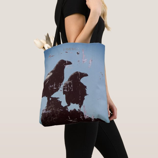 HAMbWG - Gothic, Distress Raven Bag Tygkasse (Närbild)