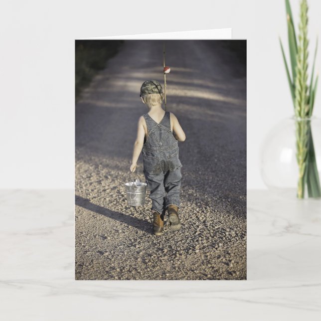 HAMbWG - gratulationskort - Kid Going Fishing Kort (Framsida)