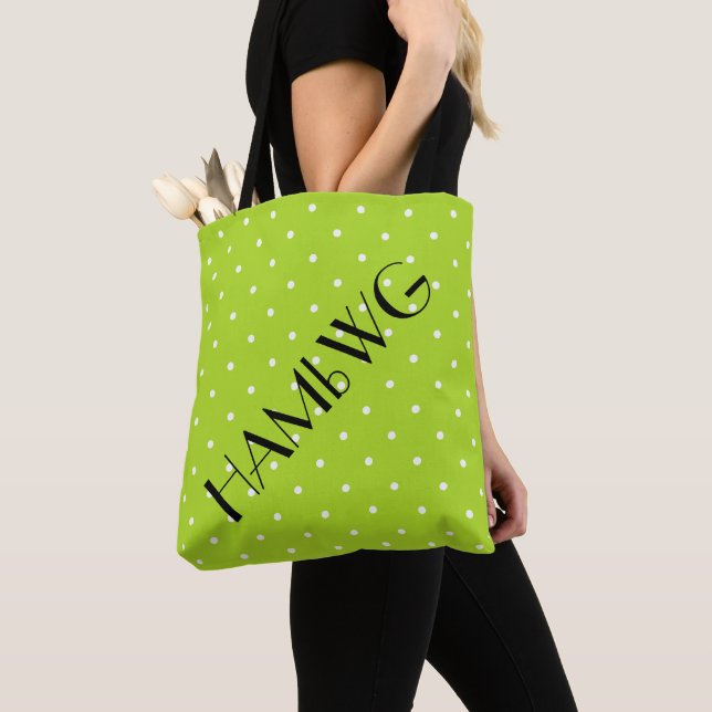 HAMbWG - Handväska - Lime med prickar Tygkasse (Närbild)