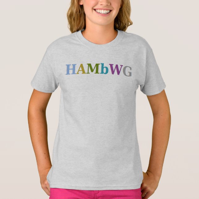 HAMbWG-Logotyp - 9 Färg - Fotbollsskena för flicko Tee Shirt (Framsida)