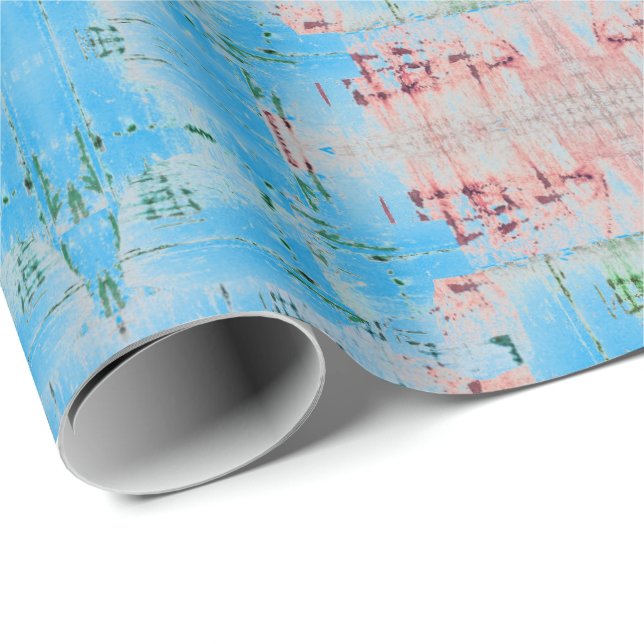 HAMbWG - Omslagning Papper - Himlar Blue Distress Presentpapper (Rullad Hörn)