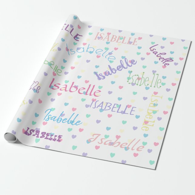 HAMbWG Pastel Hearts anpassningsbara Presentpapper (Utrullad)
