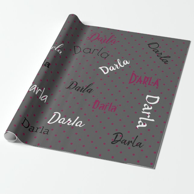HAMbWG Personlig Polka Dot Grått och hallon Presentpapper (Utrullad)