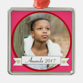 HAMbWG - Rosa och Red Gräns med banderoll Julgransprydnad Metall