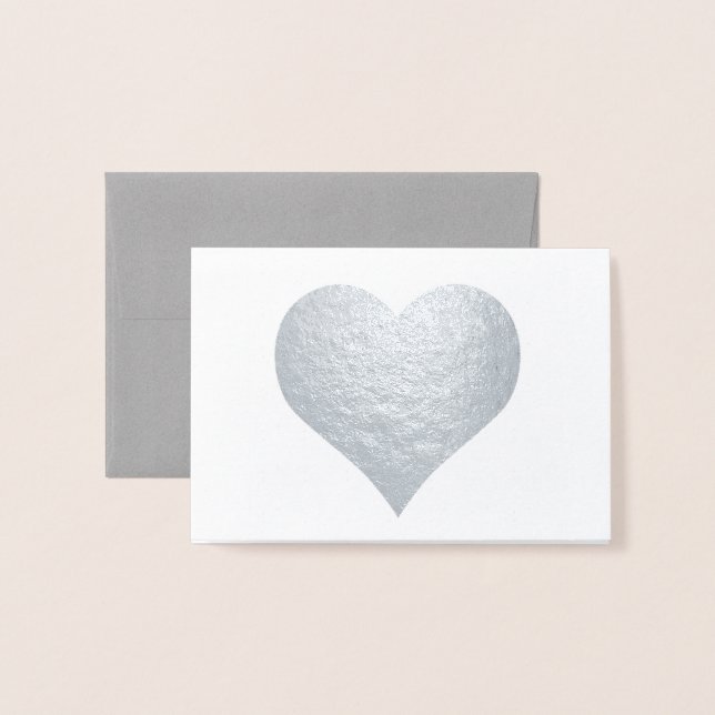 HAMbWG - Silver Foil Card - Heart Folierat Kort (Framsida med kuvert)