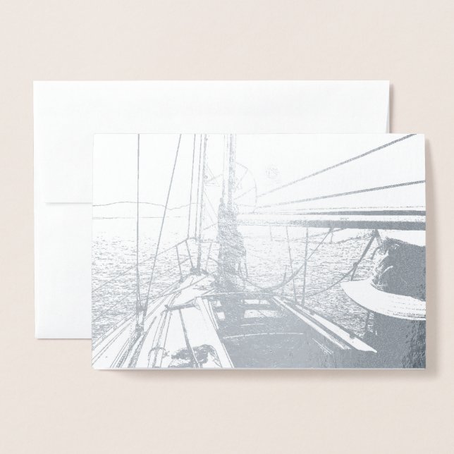 HAMbWG - Silver Foil Card - Sailing Folierat Kort (Framsida med kuvert)