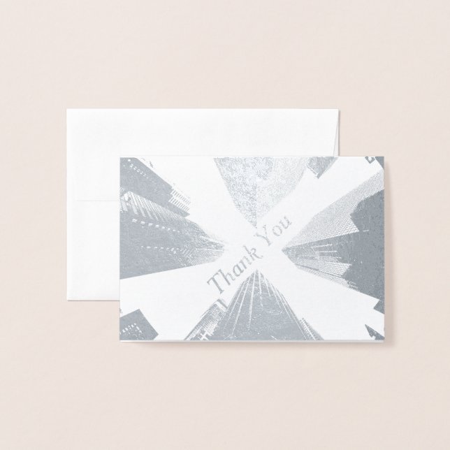 HAMbWG - Silver Foil Card - Tack - City Folierat Kort (Framsida med kuvert)