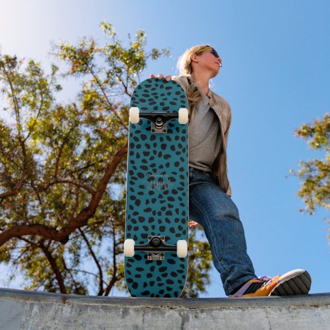 HAMbWG Teal Leopard Mini Skateboard Bräda 18,5 Cm (Utomhus 1)