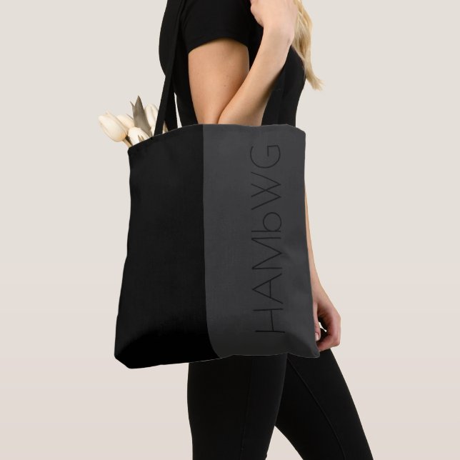 HAMbWG - Tote Bag-Black & Grått w HAMbWG-Logotyp Tygkasse (Närbild)