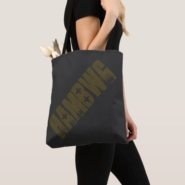 HAMbWG - Tote Bag - Black/Olive Reverse Tygkasse (Närbild)