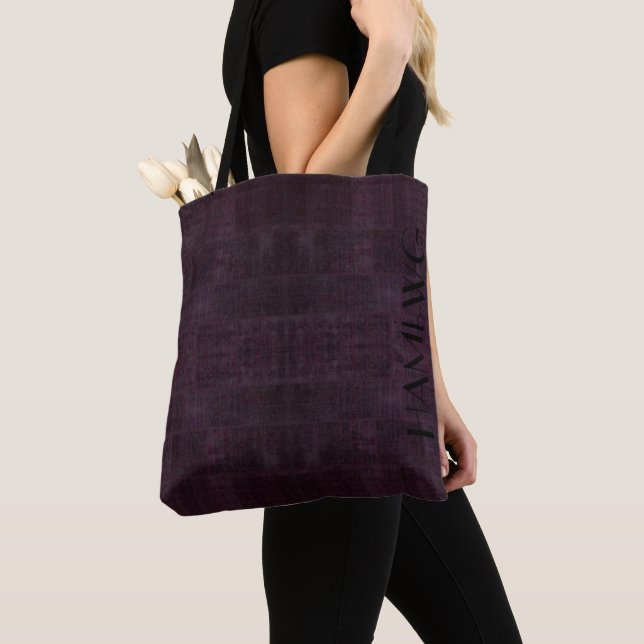 HAMbWG Tote Bag - Mörk Cherry-Plum Distress Tygkasse (Närbild)