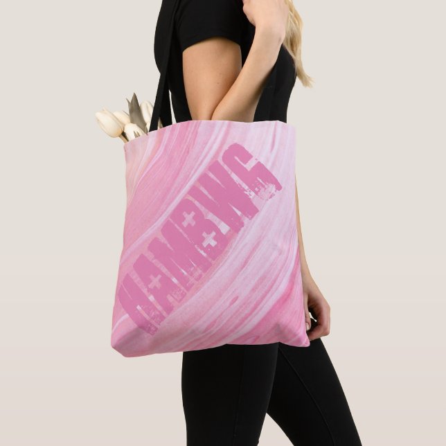 HAMbWG - Tote Bag - Pinky Peach Swirl med HAMbWG Tygkasse (Närbild)