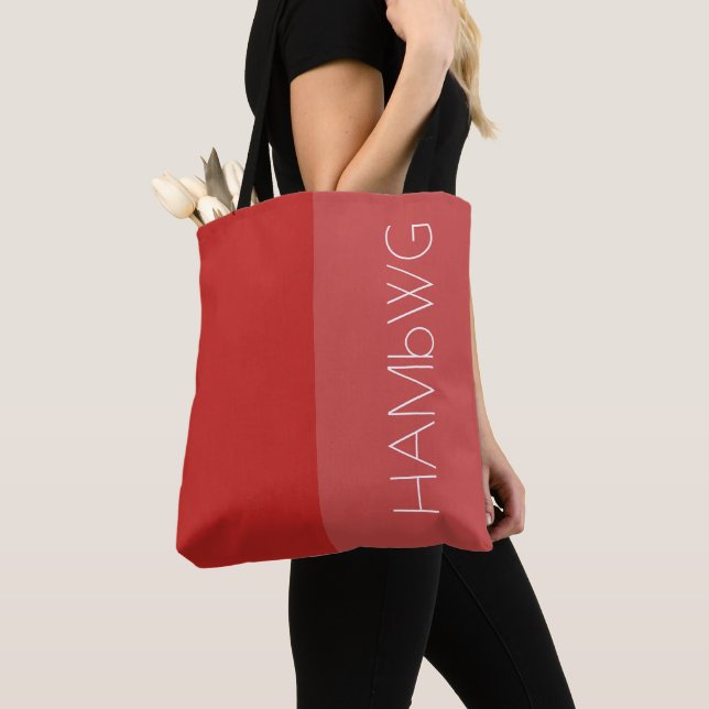 HAMbWG - Tote Bag-Red/Red w HAMbWG-Logotyp Tygkasse (Närbild)