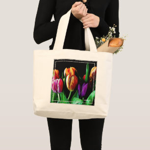 HAMbWG - Tote Bag - Rosa Orange, Lila Tulips Jumbo Tygkasse
