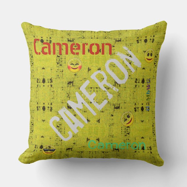 HAMbWG Vanity Pillow - Add namn - Gult Distresse Kudde (Framsida)
