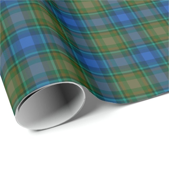 HAMbWG Wrapping Papper - Blått/olive Tartan Presentpapper (Rullad Hörn)