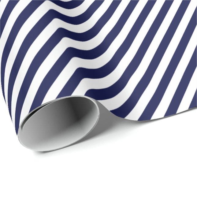 HAMbWG Wrapping Papper - Navy/White Rand Presentpapper (Rullad Hörn)