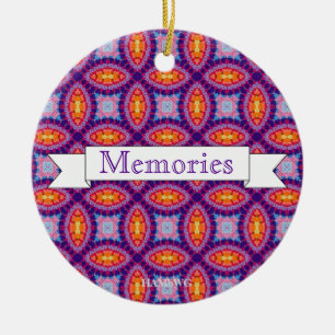 HAMbyWG - 1970:s Lila, Orange, Aqua Macrame Julgransprydnad Keramik