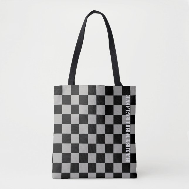 HAMbyWG - Anpassningsbar Färg Black Checker Tygkasse (Framsida)