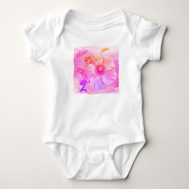 HAMbyWG - Baby Ljust, Mjuk Rosa Hawaiiansk Hibisku T Shirt (Framsida)
