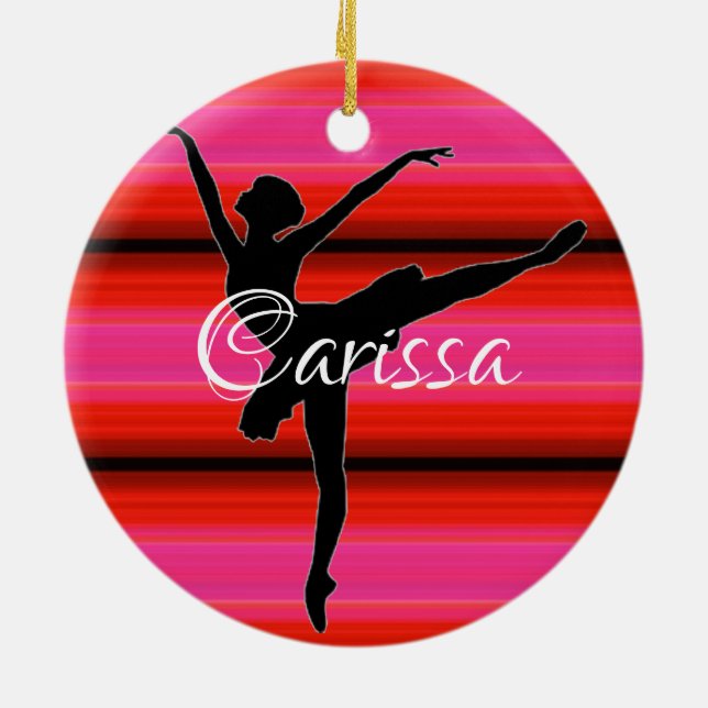 HAMbyWG - Ballet Dancer med rött och Rosa Julgransprydnad Keramik (Baksidan)