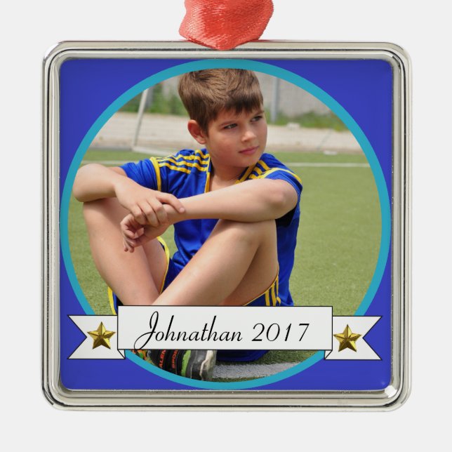 HAMbyWG - Blå på Blue gräns Photo Ornament (Framsidan)