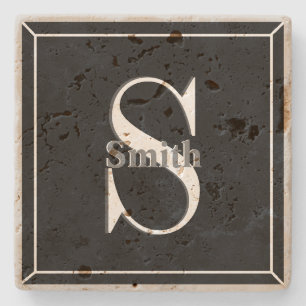 HAMbyWG Black Travertine Monogram Stenunderlägg