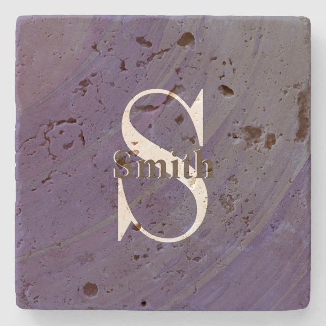 HAMbyWG Distress Travertine Monogram Stenunderlägg (Framsidan)