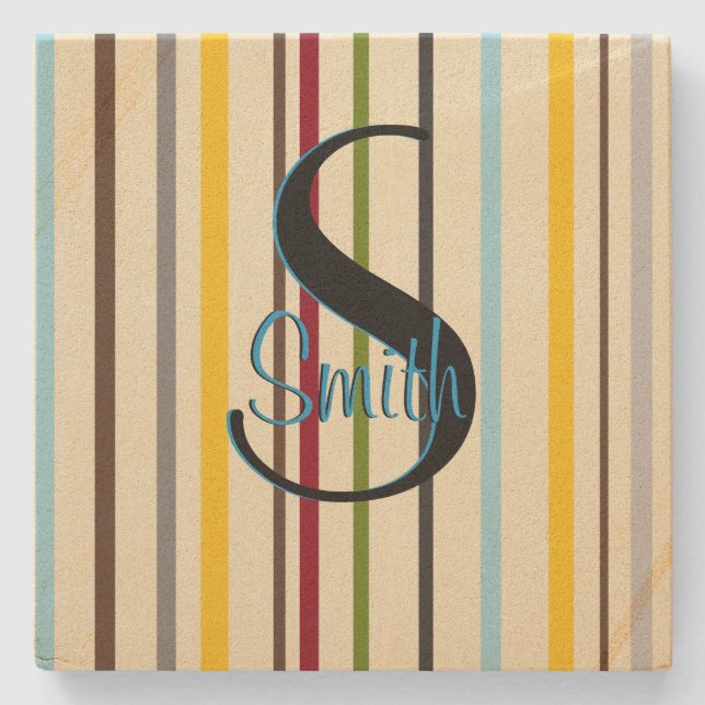 HAMbyWG  Färgade Linjer Monogram Stenunderlägg (Framsidan)