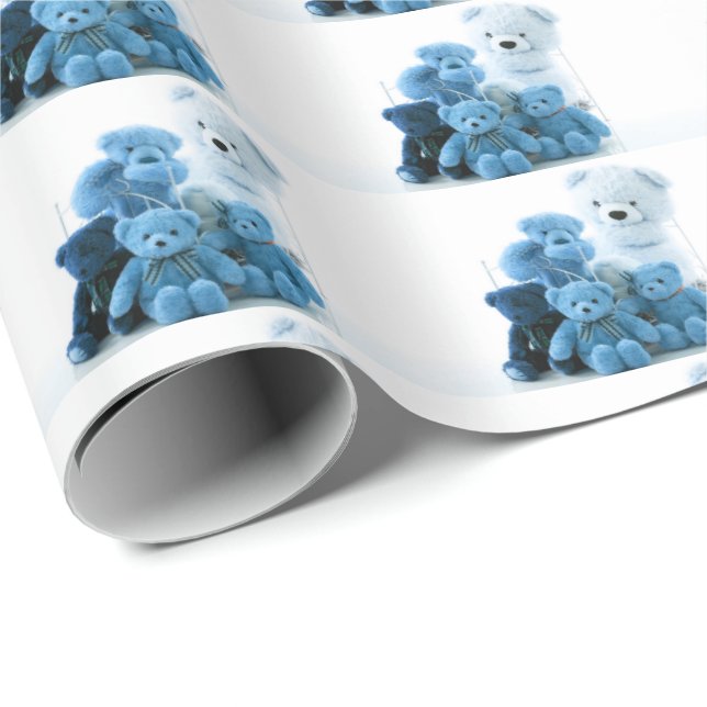 HAMbyWG - Figursätta Pappra - blå Nallar Presentpapper (Rullad Hörn)