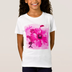 HAMbyWG - Flickans ljusa Rosa Hawaiin Hibiscus T Shirt