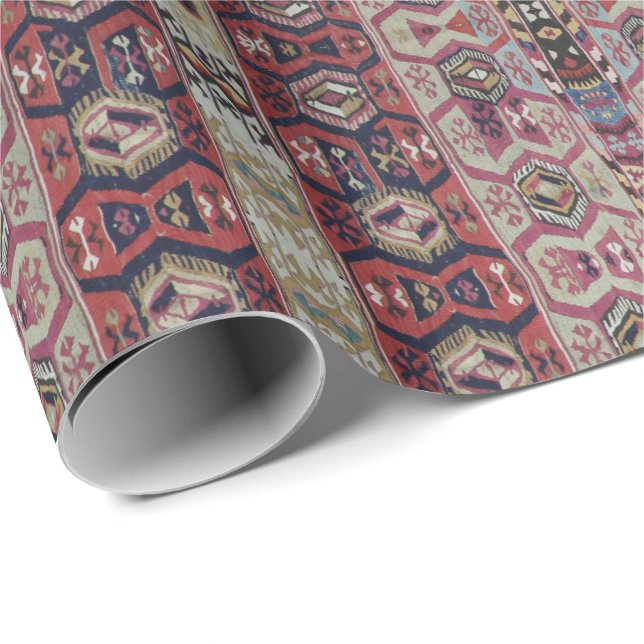 HAMbyWG - Gift Wrap - Tribal Blue Brown Presentpapper (Rullad Hörn)